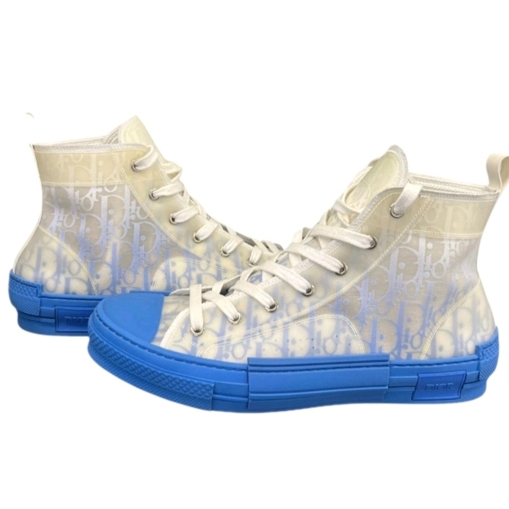 Dior B23 (Unisex) HighTop Canvas Sneakers Blue EU 40 US Men's Size 7 Wmns Sz 8.5 - Picture 3 of 10